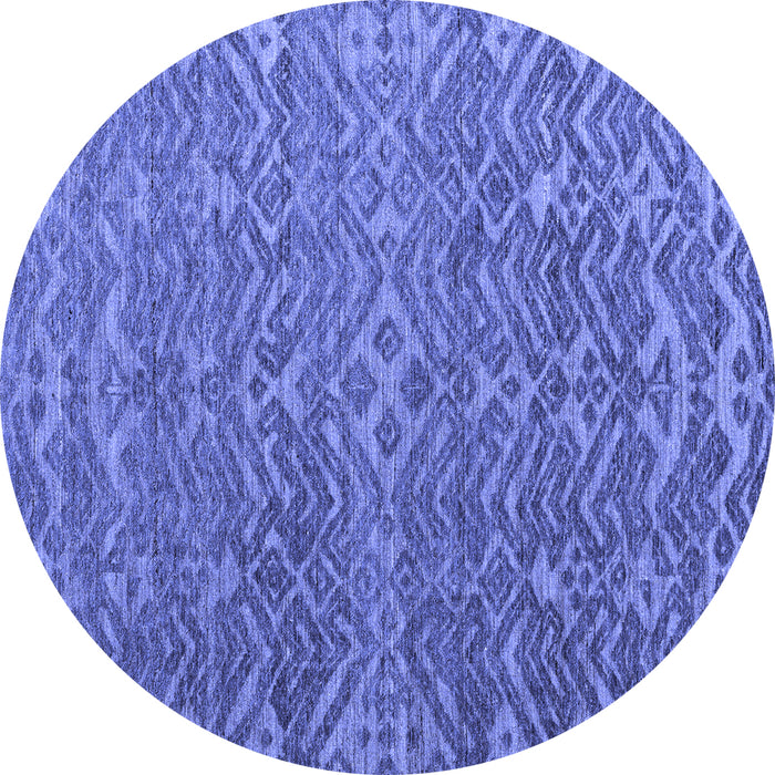 Round Machine Washable Abstract Blue Modern Rug, wshabs4886blu