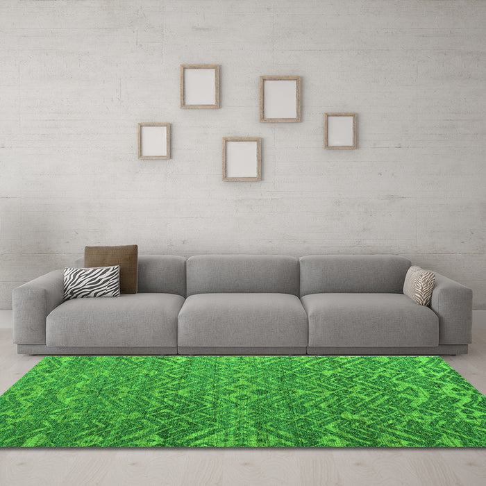 Machine Washable Abstract Green Modern Area Rugs in a Living Room,, wshabs4886grn