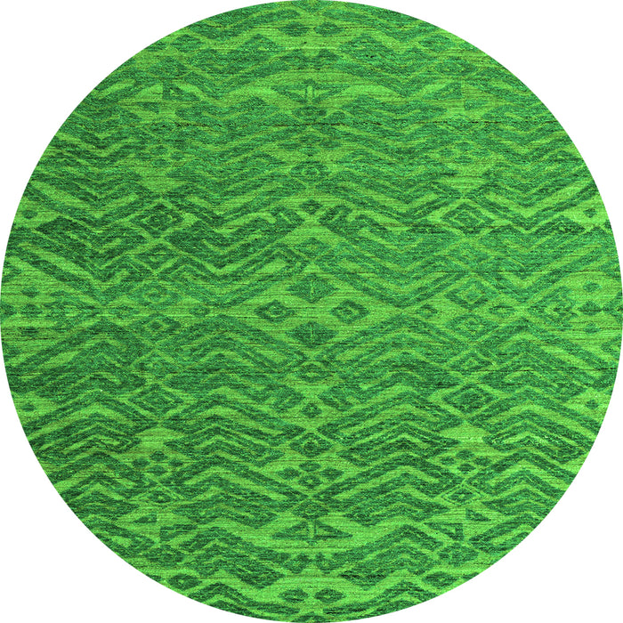 Round Abstract Green Modern Rug, abs4886grn