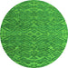 Round Abstract Green Modern Rug, abs4886grn