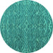 Round Abstract Turquoise Modern Rug, abs4886turq