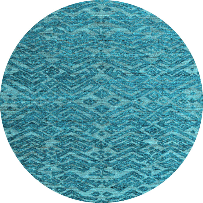 Round Abstract Light Blue Modern Rug, abs4886lblu
