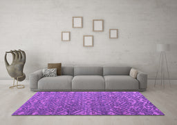 Machine Washable Abstract Purple Modern Area Rugs in a Living Room, wshabs4886pur