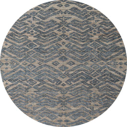 Round Abstract Gunmetal Gray Modern Rug, abs4886