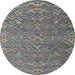 Round Abstract Gunmetal Gray Modern Rug, abs4886