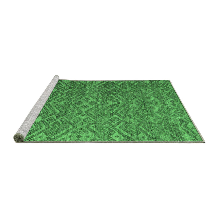 Sideview of Machine Washable Abstract Emerald Green Modern Area Rugs, wshabs4886emgrn