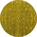 Round Abstract Yellow Modern Rug, abs4886yw