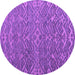 Round Machine Washable Abstract Purple Modern Area Rugs, wshabs4886pur