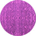 Round Machine Washable Abstract Pink Modern Rug, wshabs4886pnk