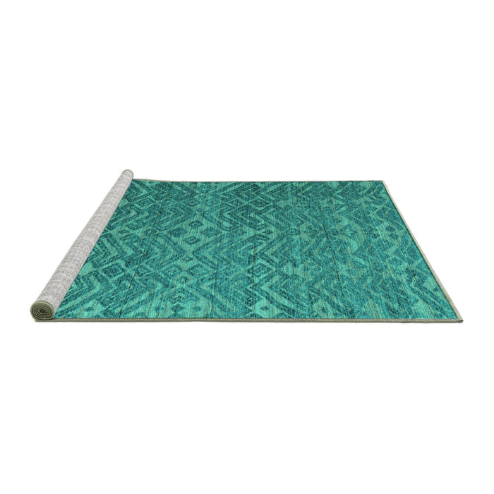 Sideview of Machine Washable Abstract Turquoise Modern Area Rugs, wshabs4886turq
