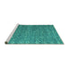 Sideview of Machine Washable Abstract Turquoise Modern Area Rugs, wshabs4886turq