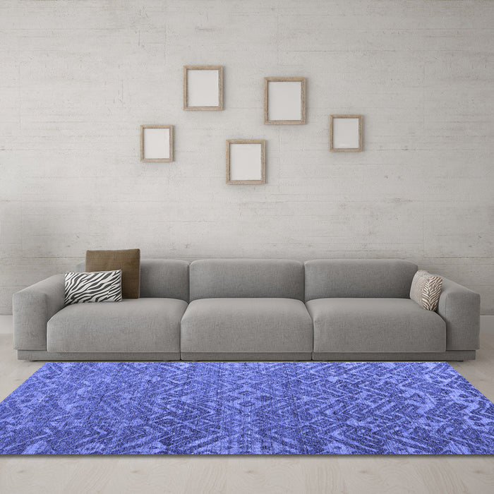 Machine Washable Abstract Blue Modern Rug in a Living Room, wshabs4886blu