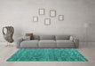 Machine Washable Abstract Turquoise Modern Area Rugs in a Living Room,, wshabs4886turq