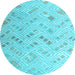 Round Machine Washable Abstract Light Blue Modern Rug, wshabs4887lblu