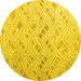 Round Machine Washable Abstract Yellow Modern Rug, wshabs4887yw