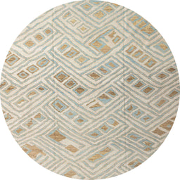 Round Abstract Camel Brown Modern Rug, abs4887