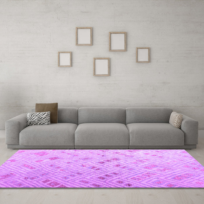 Machine Washable Abstract Purple Modern Area Rugs in a Living Room, wshabs4887pur