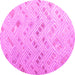 Round Machine Washable Abstract Pink Modern Rug, wshabs4887pnk