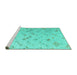 Sideview of Machine Washable Abstract Turquoise Modern Area Rugs, wshabs4887turq