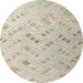 Round Machine Washable Abstract Camel Brown Rug, wshabs4887