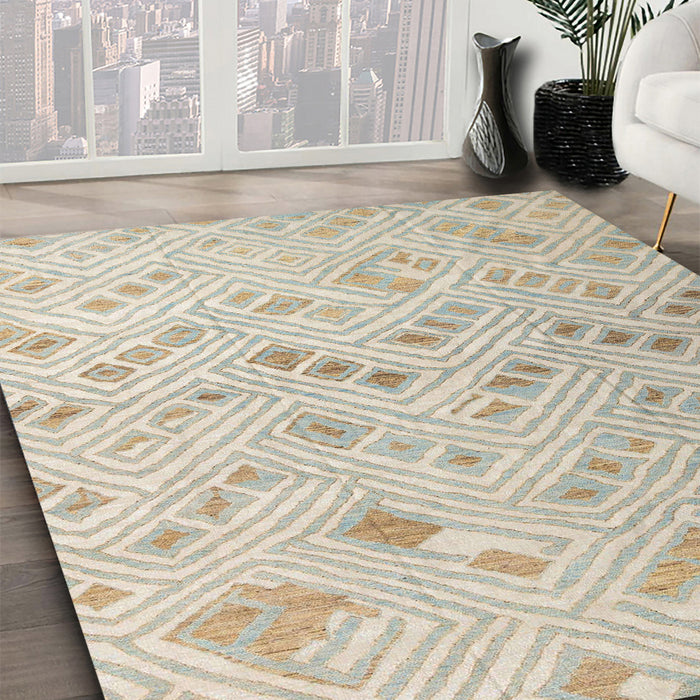 Abstract Camel Brown Modern Rug in Family Room, abs4887