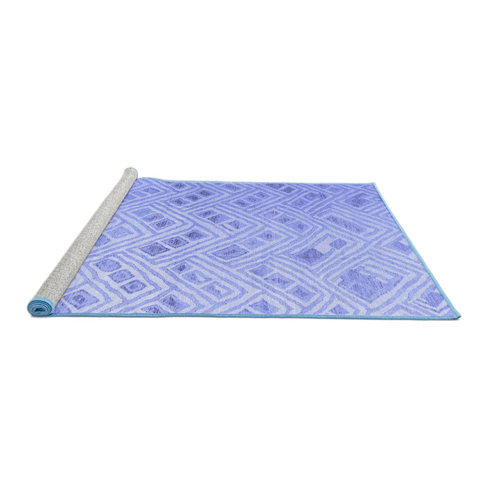 Sideview of Machine Washable Abstract Blue Modern Rug, wshabs4887blu