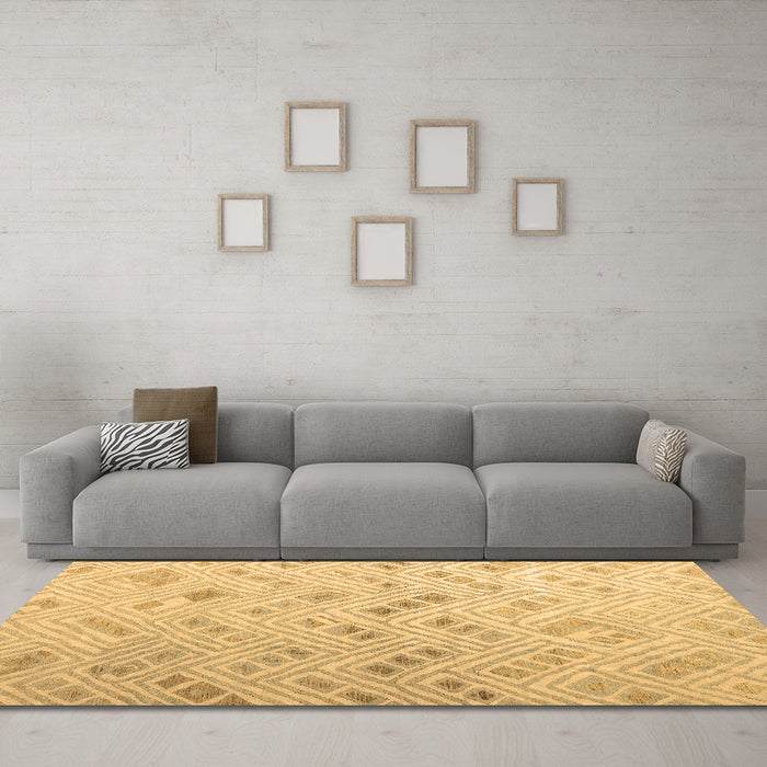 Machine Washable Abstract Brown Modern Rug in a Living Room,, wshabs4887brn