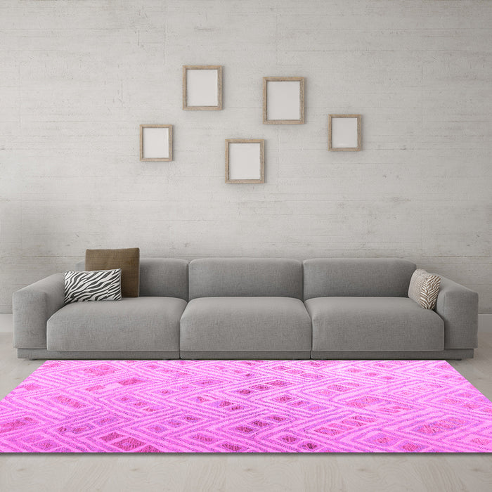 Machine Washable Abstract Pink Modern Rug in a Living Room, wshabs4887pnk