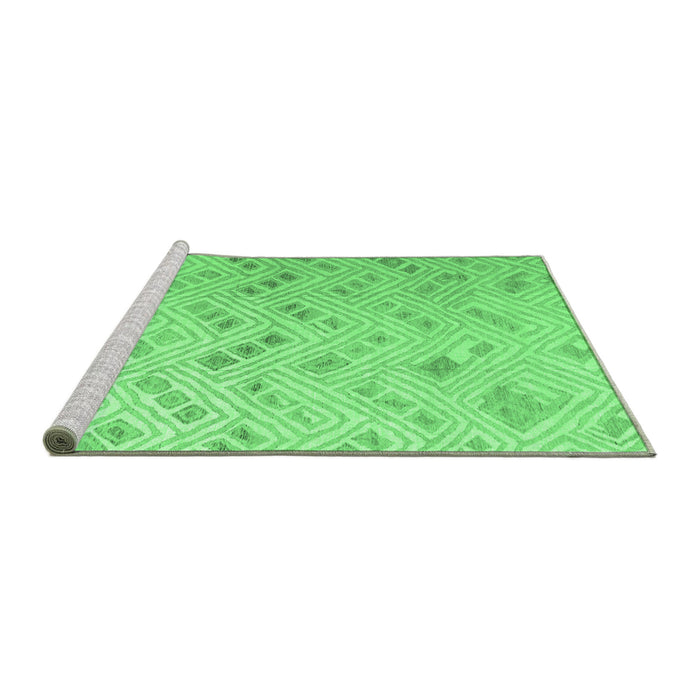 Sideview of Machine Washable Abstract Emerald Green Modern Area Rugs, wshabs4887emgrn