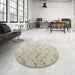 Round Abstract Camel Brown Modern Rug in a Office, abs4887