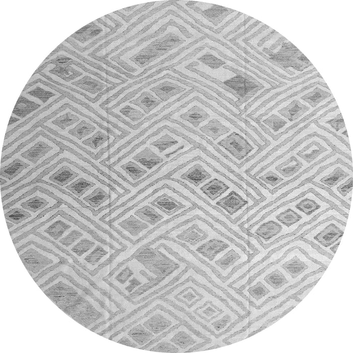 Round Machine Washable Abstract Gray Modern Rug, wshabs4887gry