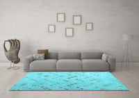 Machine Washable Abstract Light Blue Modern Rug, wshabs4887lblu