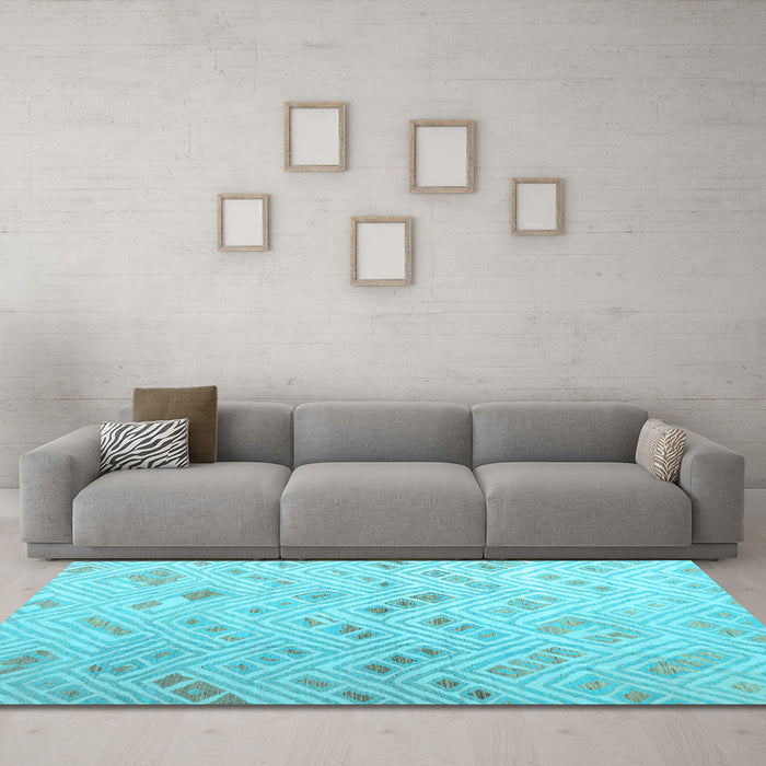 Machine Washable Abstract Light Blue Modern Rug in a Living Room, wshabs4887lblu