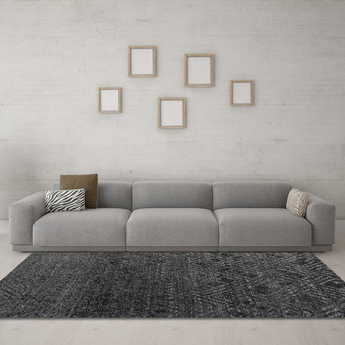 Machine Washable Abstract Gray Modern Rug in a Living Room,, wshabs4888gry
