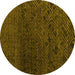 Round Abstract Yellow Modern Rug, abs4888yw