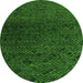 Round Machine Washable Abstract Green Modern Area Rugs, wshabs4888grn