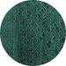 Round Abstract Turquoise Modern Rug, abs4888turq