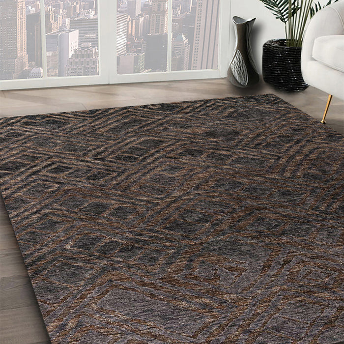 Abstract Puce Purple Modern Rug in Family Room, abs4888