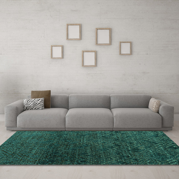 Machine Washable Abstract Turquoise Modern Area Rugs in a Living Room,, wshabs4888turq