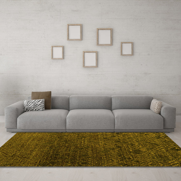 Machine Washable Abstract Yellow Modern Rug in a Living Room, wshabs4888yw