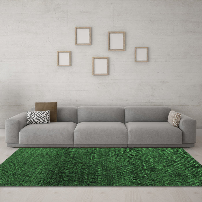Machine Washable Abstract Emerald Green Modern Area Rugs in a Living Room,, wshabs4888emgrn