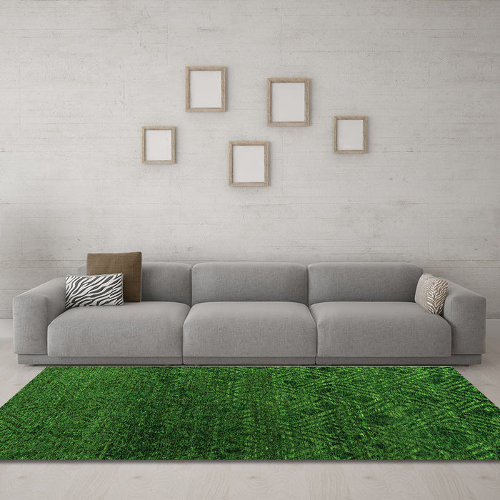 Machine Washable Abstract Green Modern Area Rugs in a Living Room,, wshabs4888grn