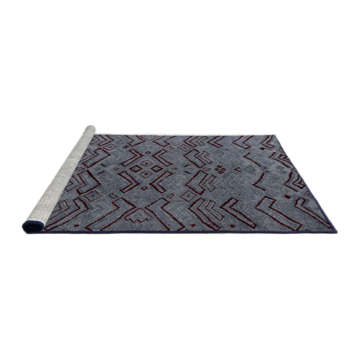 Sideview of Machine Washable Abstract Slate Blue Grey Blue Rug, wshabs4889