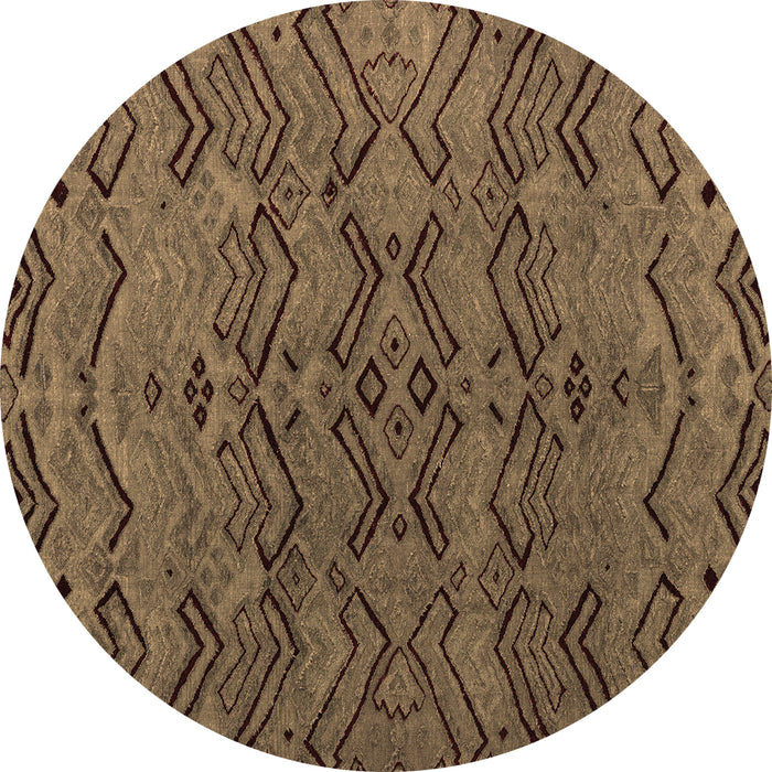 Round Machine Washable Abstract Brown Modern Rug, wshabs4889brn
