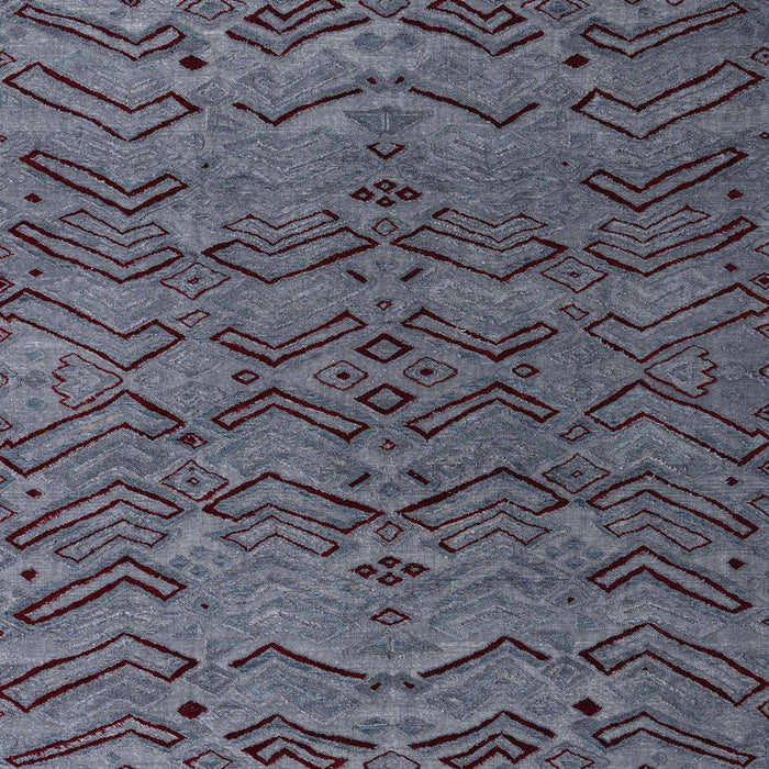Square Abstract Slate Blue Grey Modern Rug, abs4889