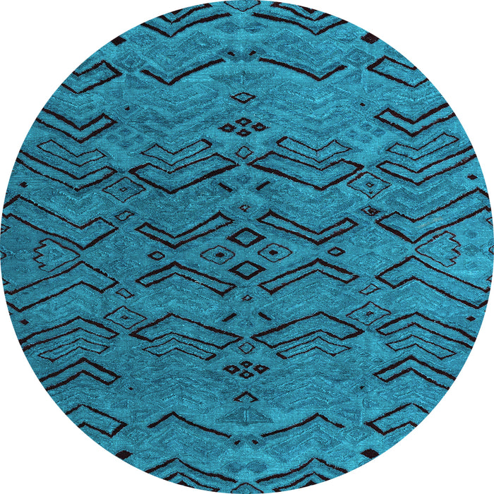 Round Machine Washable Abstract Light Blue Modern Rug, wshabs4889lblu