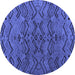 Round Abstract Blue Modern Rug, abs4889blu