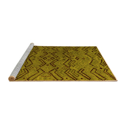 Sideview of Machine Washable Abstract Yellow Modern Rug, wshabs4889yw