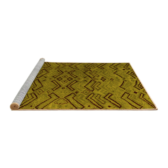 Sideview of Machine Washable Abstract Yellow Modern Rug, wshabs4889yw