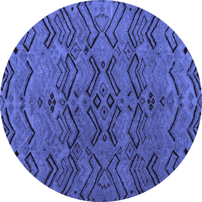 Round Machine Washable Abstract Blue Modern Rug, wshabs4889blu